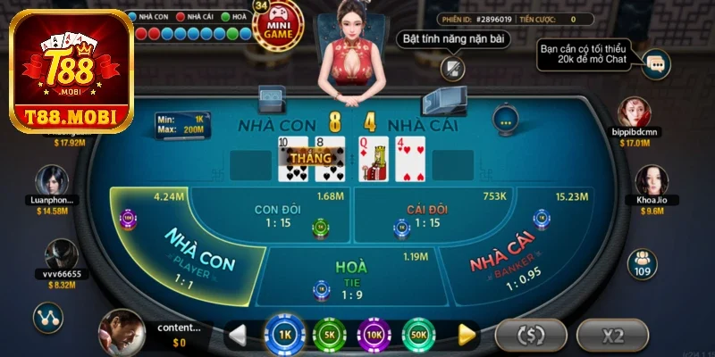 Cược Baccarat với tỷ lệ 1 ăn 9 giá trị